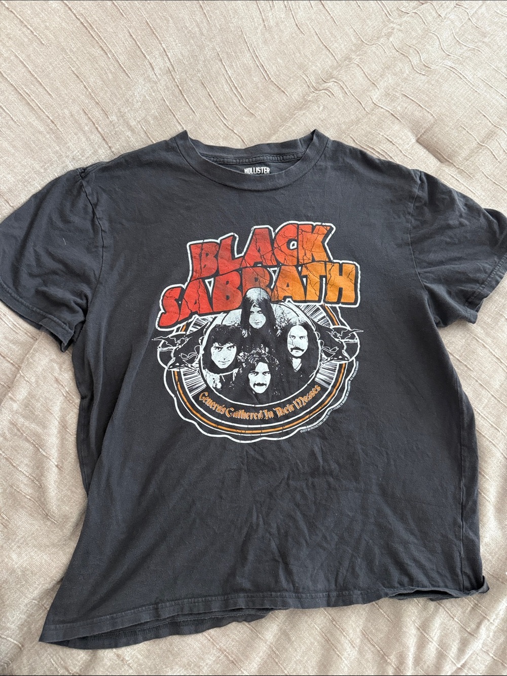 Hollister Black Short-Sleeve Tee with Orange & Red Black Sabbath Graphic